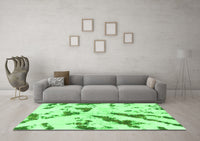 Machine Washable Abstract Green Modern Rug, wshabs1758grn