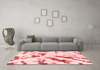 Machine Washable Abstract Red Modern Rug, wshabs1758red