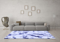 Machine Washable Abstract Blue Modern Rug, wshabs1758blu