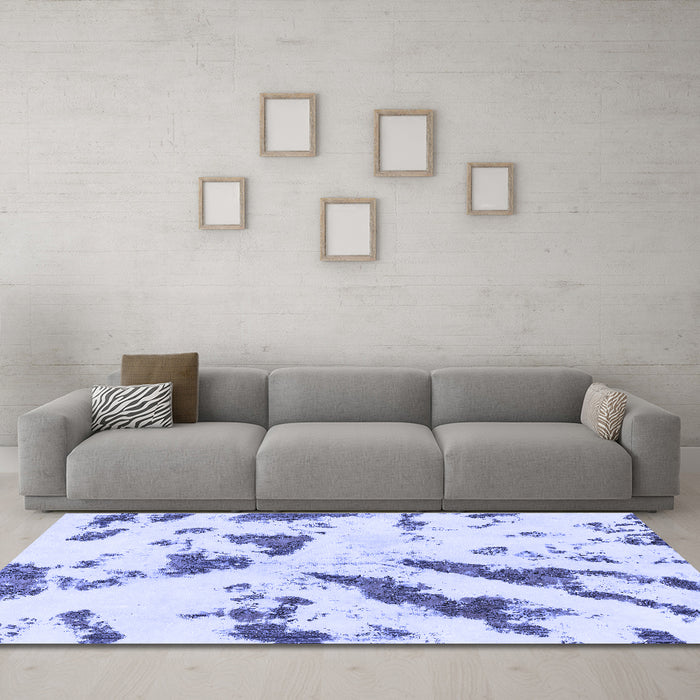 Machine Washable Abstract Blue Modern Rug in a Living Room, wshabs1758blu