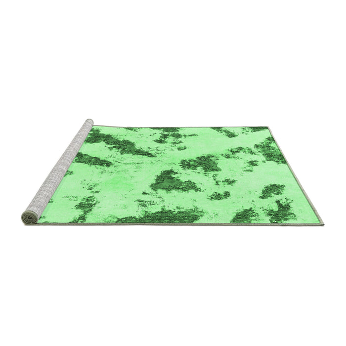 Sideview of Machine Washable Abstract Emerald Green Modern Area Rugs, wshabs1758emgrn