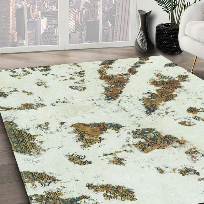 Abstract Brown Modern Rug in Family Room, abs1758