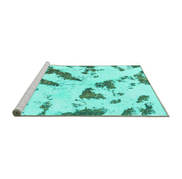 Sideview of Machine Washable Abstract Turquoise Modern Area Rugs, wshabs1758turq