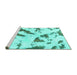 Sideview of Machine Washable Abstract Turquoise Modern Area Rugs, wshabs1758turq