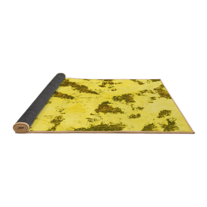 Sideview of Abstract Yellow Modern Rug, abs1758yw