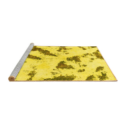 Sideview of Machine Washable Abstract Yellow Modern Rug, wshabs1758yw
