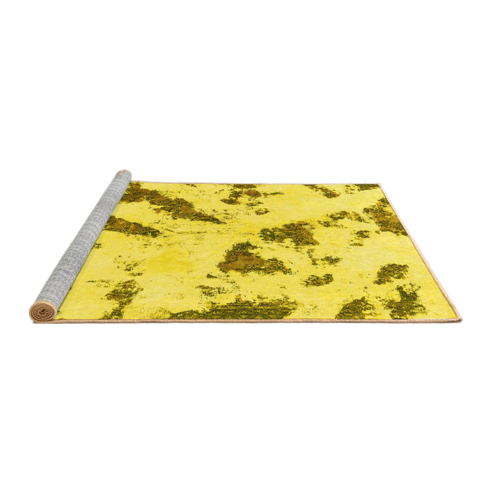 Sideview of Machine Washable Abstract Yellow Modern Rug, wshabs1758yw
