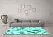 Machine Washable Abstract Turquoise Modern Area Rugs in a Living Room,, wshabs1758turq