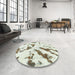 Round Machine Washable Abstract Brown Rug in a Office, wshabs1758