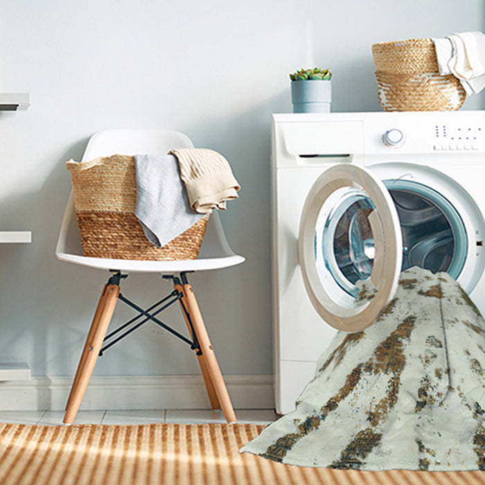 Machine Washable Abstract Brown Rug in a Washing Machine, wshabs1758