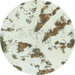 Round Abstract Brown Modern Rug, abs1758