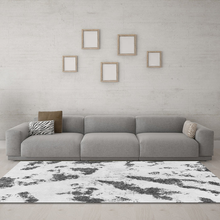 Machine Washable Abstract Gray Modern Rug in a Living Room,, wshabs1758gry