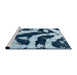 Sideview of Machine Washable Abstract Sky Blue Rug, wshabs1759