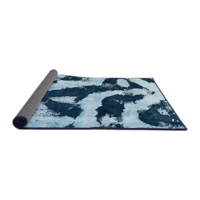 Sideview of Abstract Sky Blue Modern Rug, abs1759