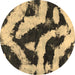 Round Abstract Brown Modern Rug, abs1759brn