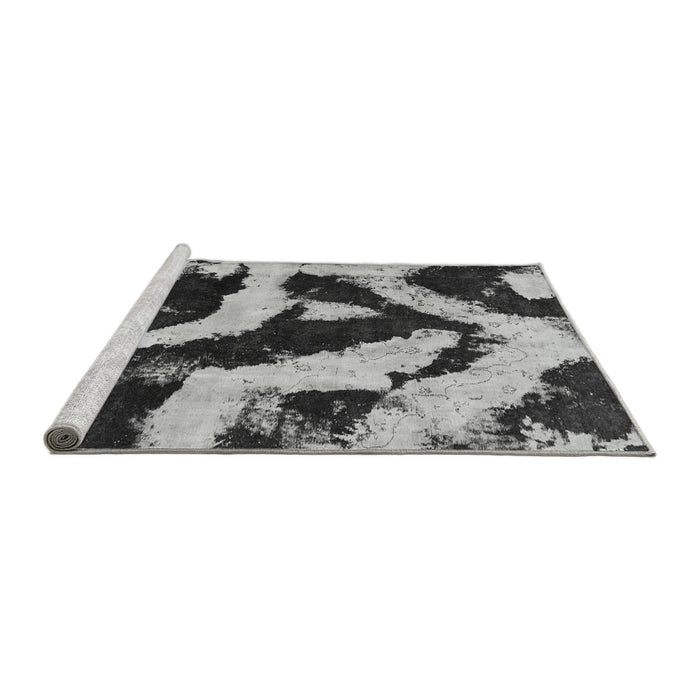 Sideview of Machine Washable Abstract Gray Modern Rug, wshabs1759gry