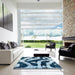 Square Abstract Sky Blue Modern Rug in a Living Room, abs1759