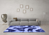 Machine Washable Abstract Blue Modern Rug, wshabs1759blu