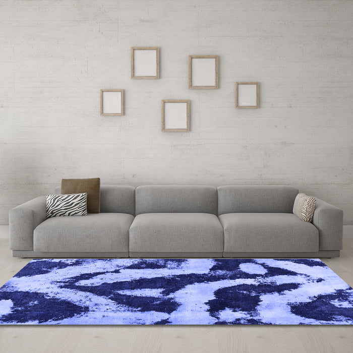 Machine Washable Abstract Blue Modern Rug in a Living Room, wshabs1759blu