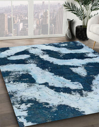 Abstract Sky Blue Modern Rug, abs1759