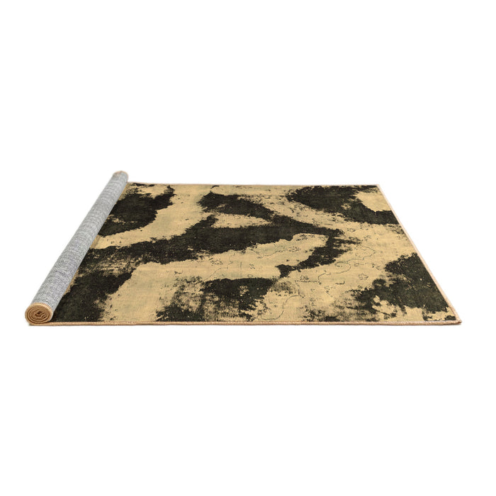 Sideview of Machine Washable Abstract Brown Modern Rug, wshabs1759brn