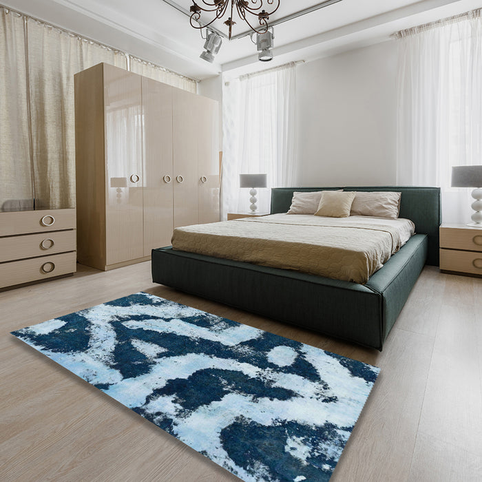 Machine Washable Abstract Sky Blue Rug in a Bedroom, wshabs1759