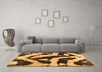 Machine Washable Abstract Orange Modern Rug, wshabs1759org