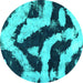 Round Abstract Turquoise Modern Rug, abs1759turq