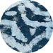 Round Abstract Sky Blue Modern Rug, abs1759