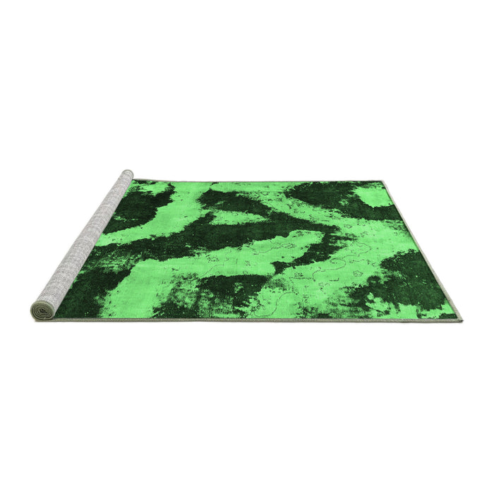 Sideview of Machine Washable Abstract Emerald Green Modern Area Rugs, wshabs1759emgrn