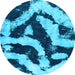 Round Abstract Light Blue Modern Rug, abs1759lblu