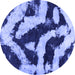 Round Machine Washable Abstract Blue Modern Rug, wshabs1759blu