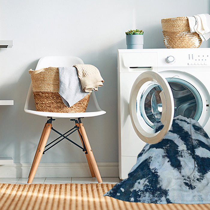 Machine Washable Abstract Sky Blue Rug in a Washing Machine, wshabs1759