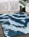 Abstract Sky Blue Modern Rug in Family Room, abs1759