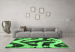 Machine Washable Abstract Emerald Green Modern Area Rugs in a Living Room,, wshabs1759emgrn