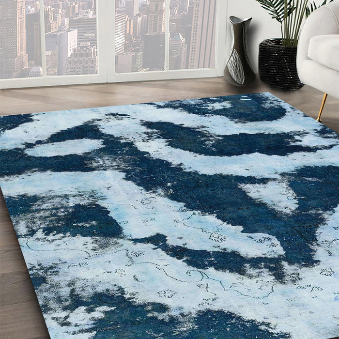 Abstract Sky Blue Modern Rug in Family Room, abs1759