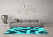 Machine Washable Abstract Turquoise Modern Area Rugs in a Living Room,, wshabs1759turq