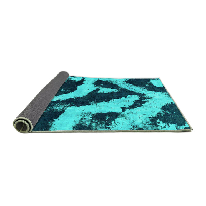 Sideview of Abstract Turquoise Modern Rug, abs1759turq