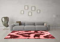 Machine Washable Abstract Red Modern Rug, wshabs1759red