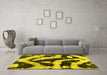 Machine Washable Abstract Yellow Modern Rug in a Living Room, wshabs1759yw