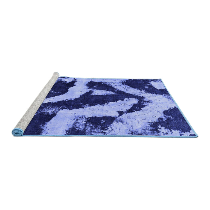 Sideview of Machine Washable Abstract Blue Modern Rug, wshabs1759blu