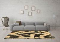 Machine Washable Abstract Brown Modern Rug, wshabs1759brn