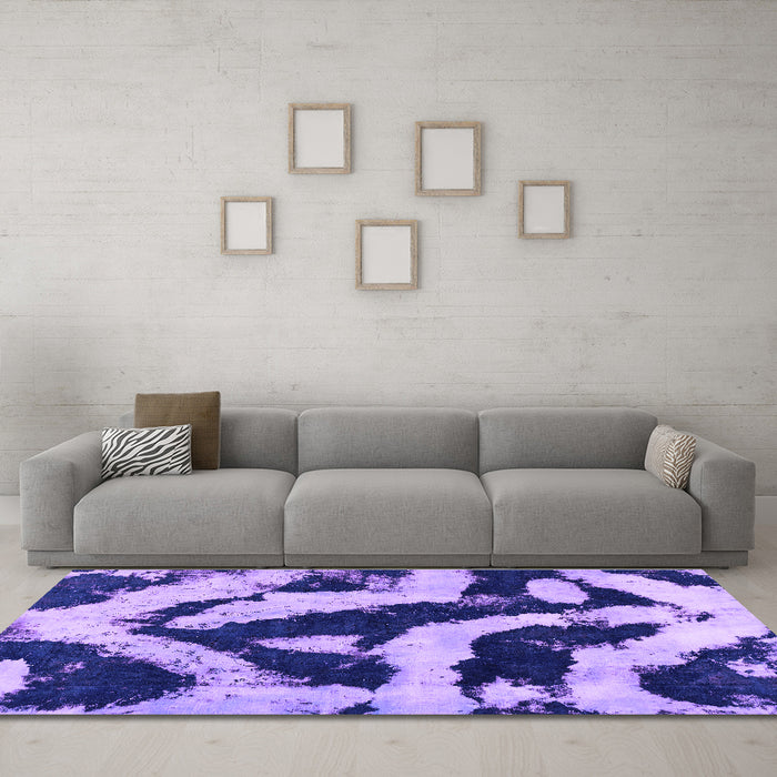 Machine Washable Abstract Purple Modern Area Rugs in a Living Room, wshabs1759pur
