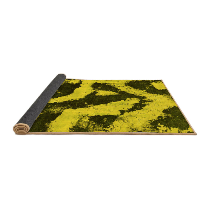 Sideview of Abstract Yellow Modern Rug, abs1759yw