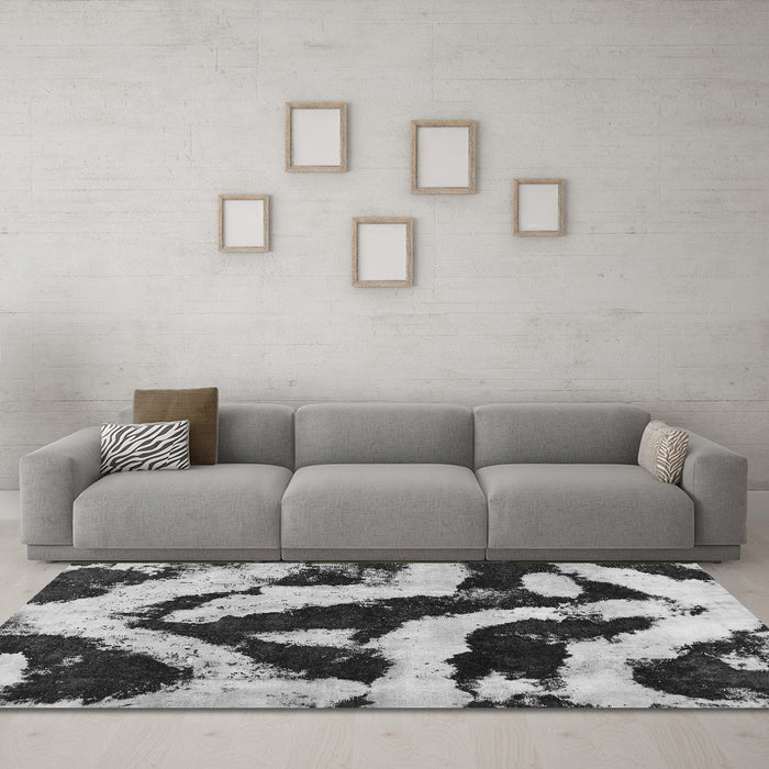 Machine Washable Abstract Gray Modern Rug in a Living Room,, wshabs1759gry
