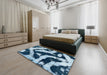 Abstract Sky Blue Modern Rug in a Bedroom, abs1759