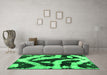 Machine Washable Abstract Green Modern Area Rugs in a Living Room,, wshabs1759grn