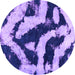 Round Machine Washable Abstract Purple Modern Area Rugs, wshabs1759pur