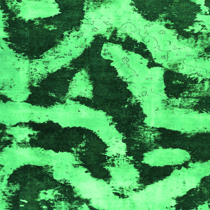 Square Machine Washable Abstract Green Modern Area Rugs, wshabs1759grn