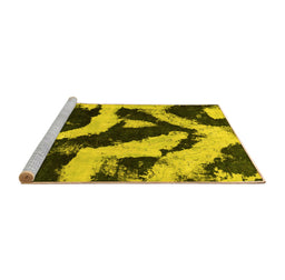 Sideview of Machine Washable Abstract Yellow Modern Rug, wshabs1759yw